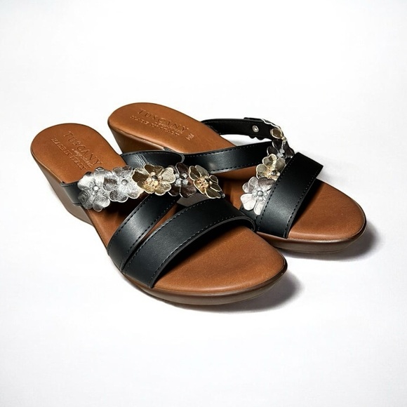 🌻NEW w.box Easy Street Bellefleur Tuscany Wedge Sandals Size 10 - Picture 1 of 12